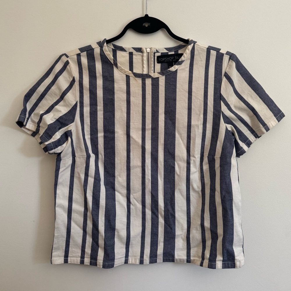 Topshop Striped Short Sleeve Top